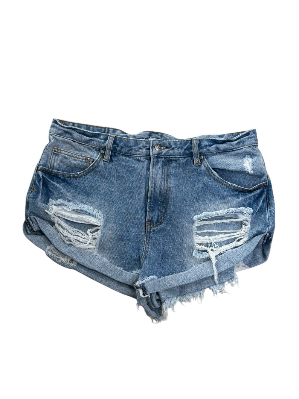 Somedays Lovin Distressed Denim Shorts medium wash Size 30